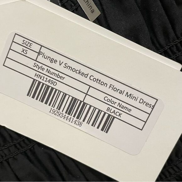 NWT ENGLISH FACTORY Plunge Smocked Cotton Floral Mini Dress Yellow Black Blue XS - Picture 13 of 16